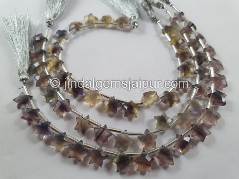Fluorite Yellow Faceted Star Beads
