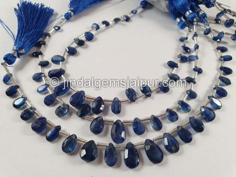 Kyanite Faceted Flat Pear Beads