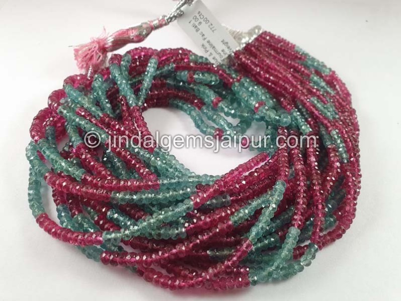 Blue Pink Tourmaline Smooth Roundelle Shape Beads