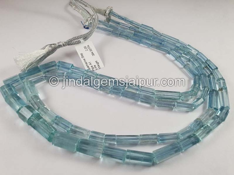 Aquamarine Step Cut Pipe Shape Beads