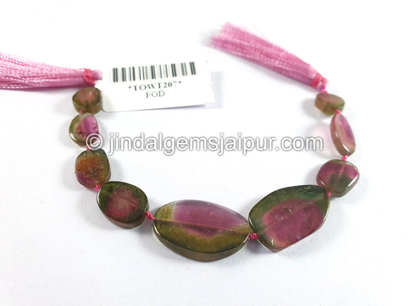 Watermelon Tourmaline Smooth Slices Beads