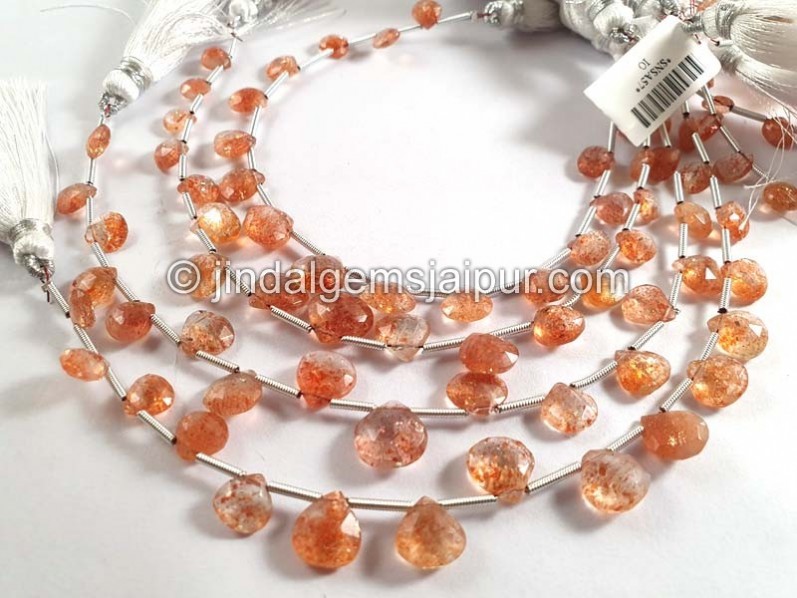 Sunstone Faceted Heart Shape Beads