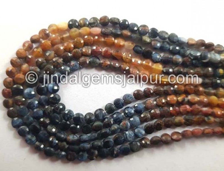 Pietersite Faceted Coin Shape Beads