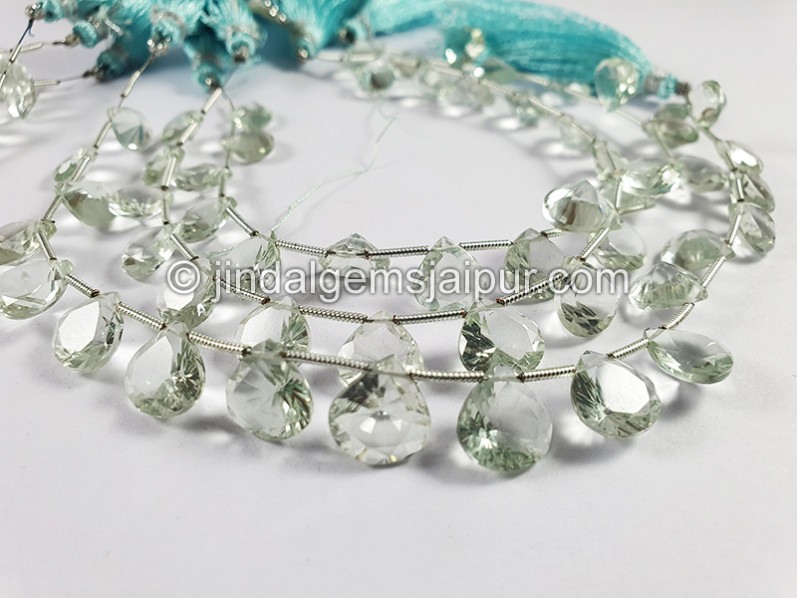 Green Amethyst Concave Cut Heart Shape Beads