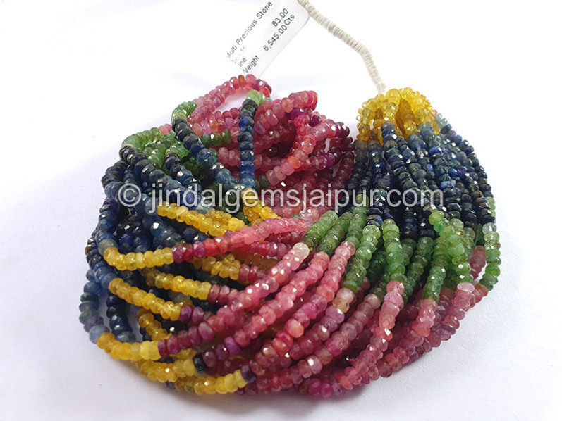 Multi Precious Stone Faceted Roundelle Shape Beads