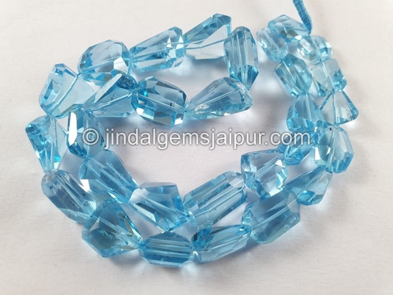 Sky Blue Topaz Faceted Nuggets Beads