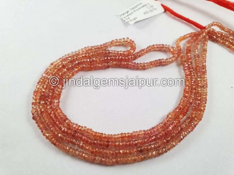 Orange Sapphire Faceted Roundelle Shape Beads