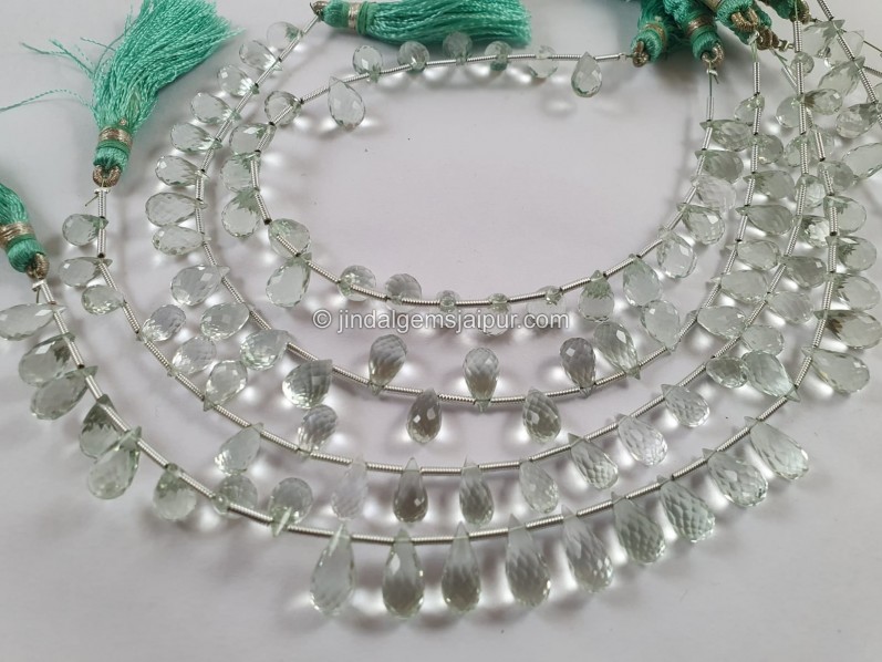 Green Amethyst Faceted Drop Beads