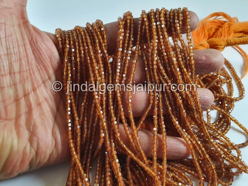 Spessartite Cut Cube Beads