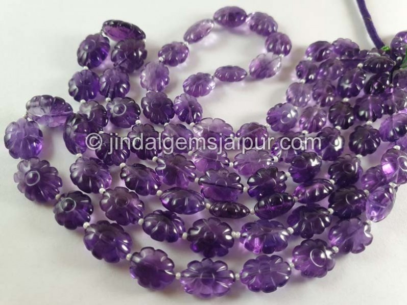 Amethyst Carved Oval Beads