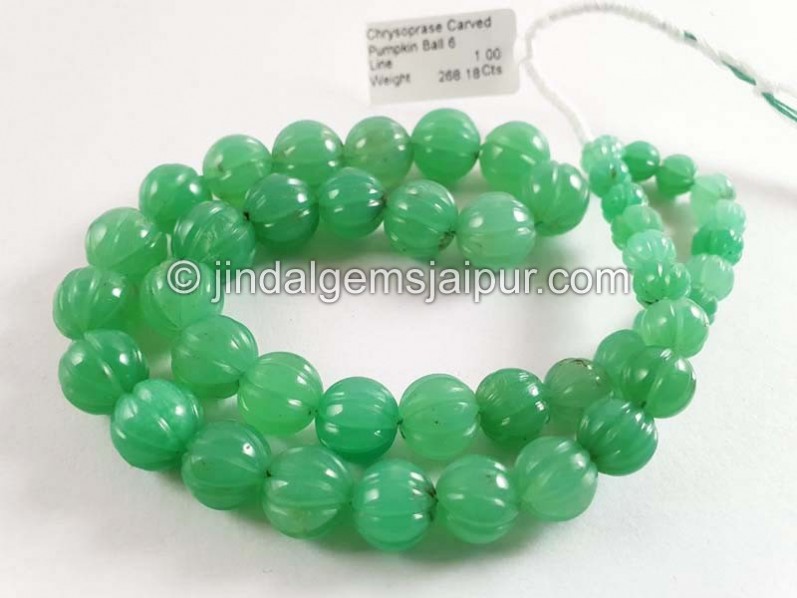 Chrysoprase Carved Pumpkin Balls Beads