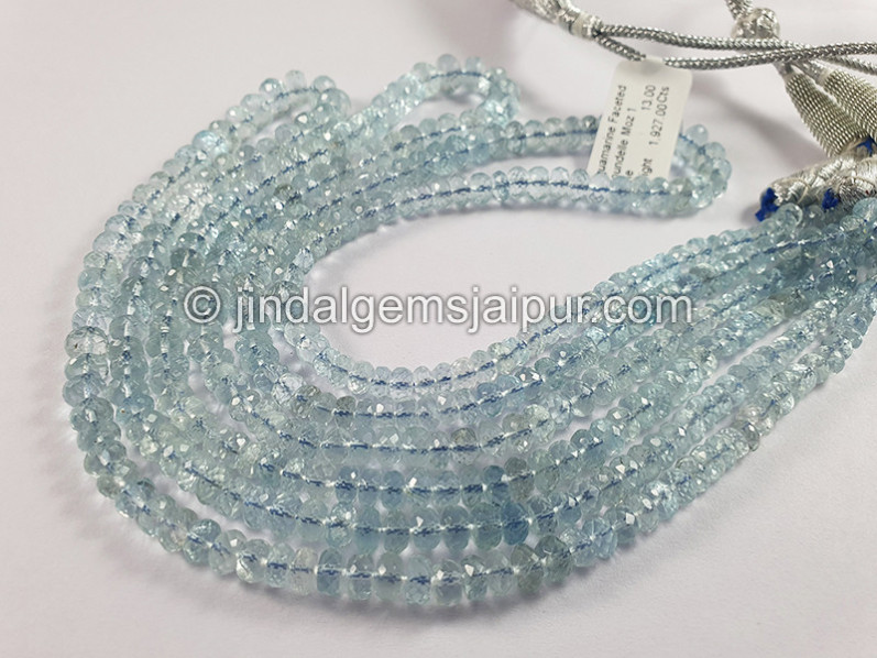 Aquamarine Faceted Roundelle Shape Beads