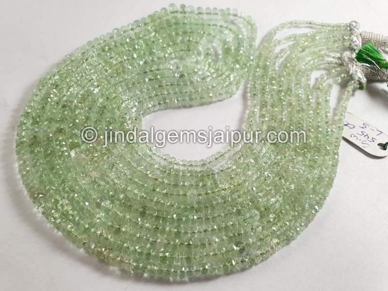 Light Basil Green Tourmaline Faceted Roundelle Shape Beads