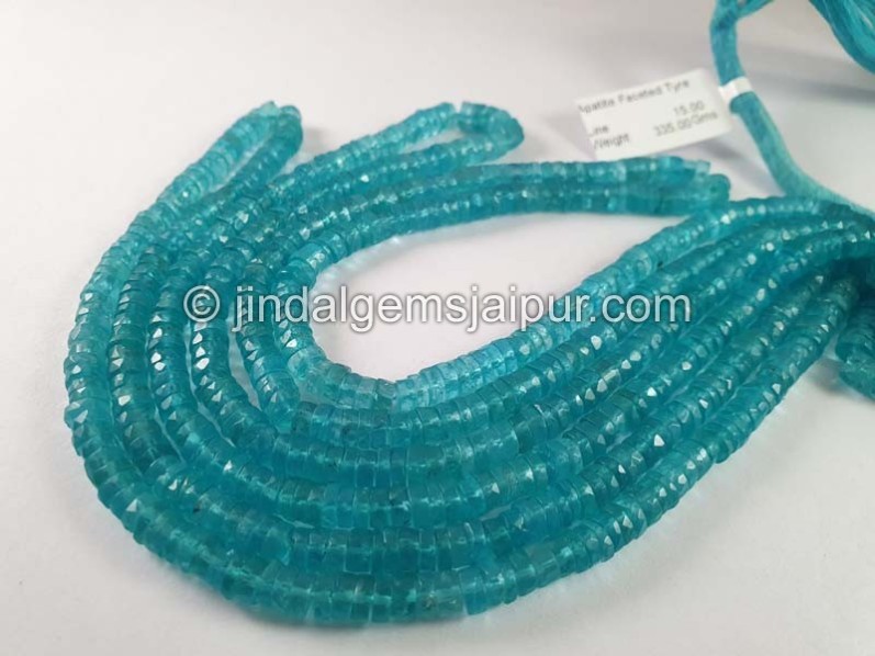 Apatite Faceted Tyre Shape Beads