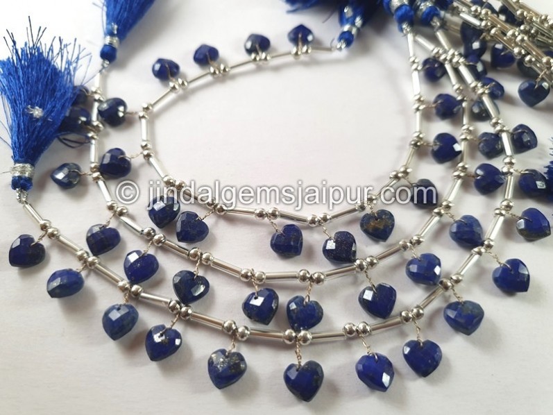 Lapis Fancy Faceted Heart Beads