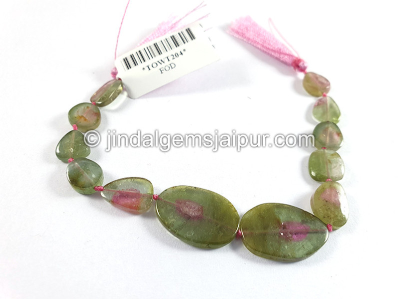 Watermelon Tourmaline Smooth Slices Beads