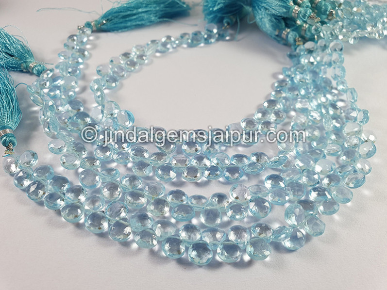 Sky Blue Topaz Faceted Heart Shape Beads