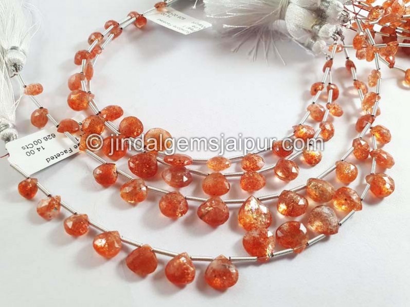 Sunstone Faceted Pear Shape Beads