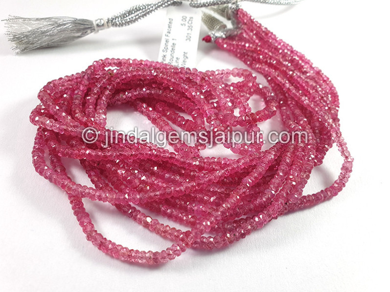 Pink Spinal Shaded Faceted Roundelle Shape Beads