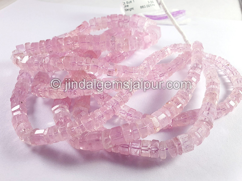 Pink Morganite Step Cut Bolt Shape Beads