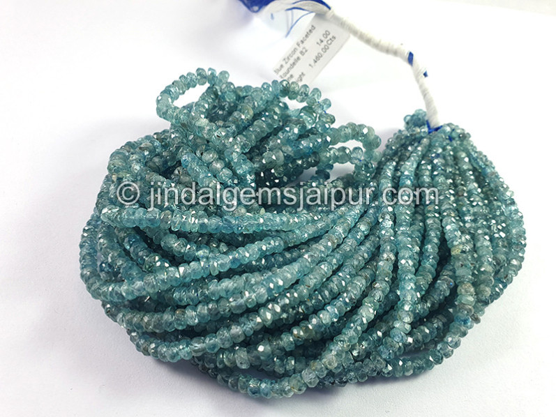 Blue Zircon Faceted Roundelle Shape Beads