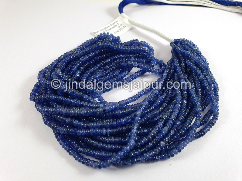 Blue Sapphire Burma Smooth Roundelle Shape Beads