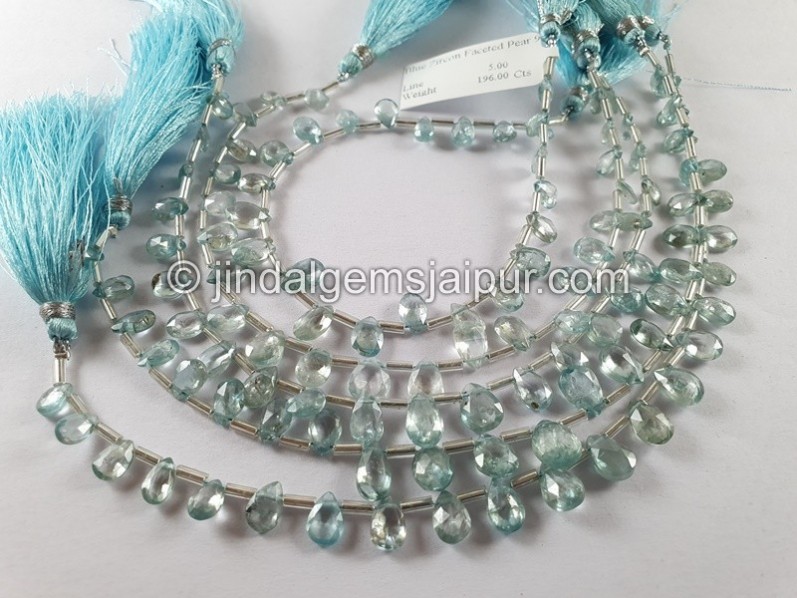 Blue Zircon Faceted Pear Shape Beads