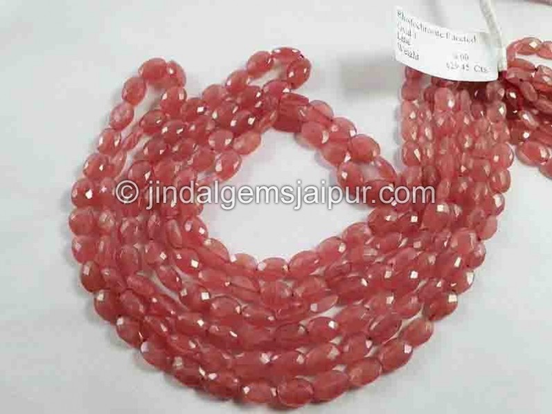 Rhodochrosite Faceted Oval Beads