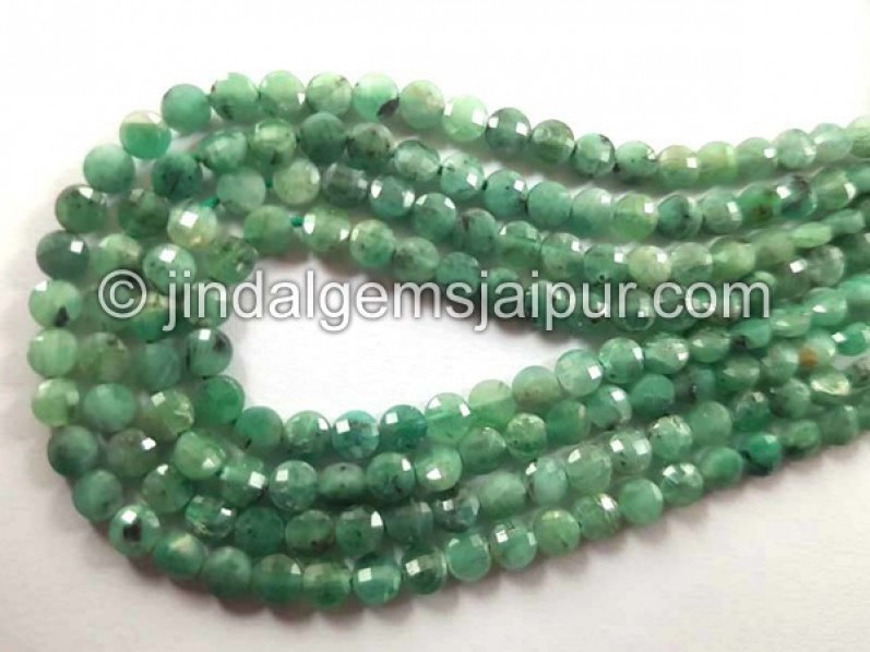 Emerald Faceted Coin Shape Beads