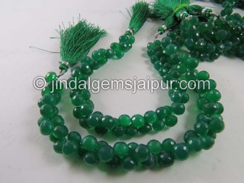 Green Onyx Faceted Onion Shape Beads