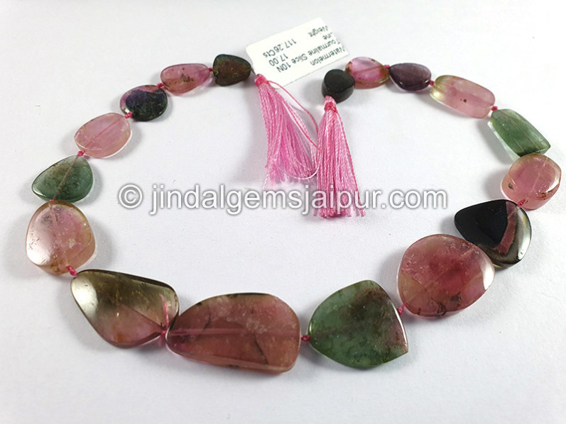 Watermelon Tourmaline Smooth Slices Beads