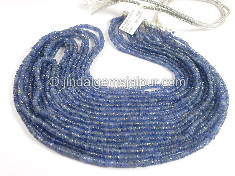 Blue Sapphire Burma Faceted Roundelle Shape Beads