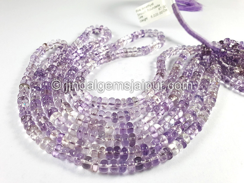 Pink Amethyst Smooth Roundelle Shape Beads