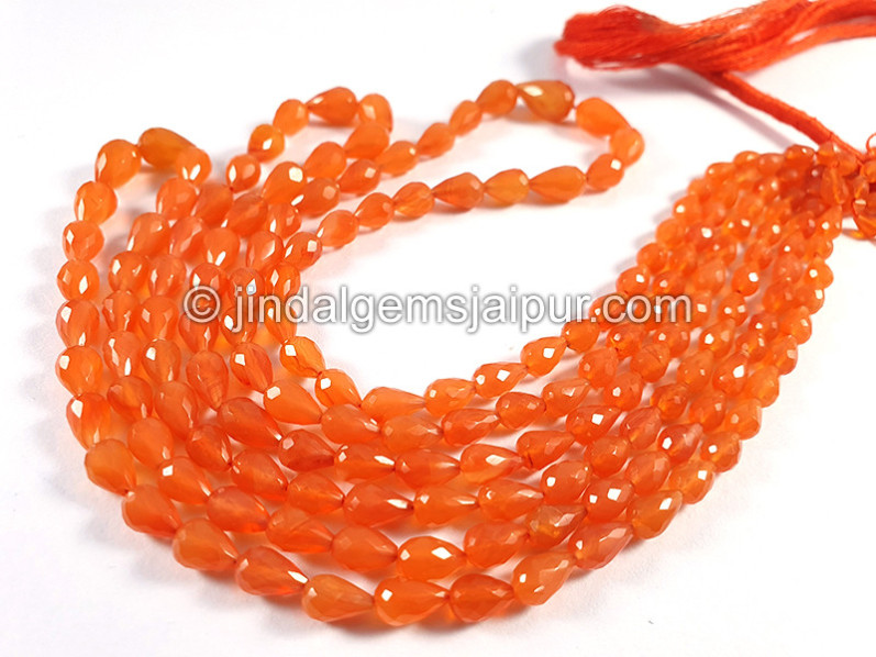 Carnelian Faceted Drops Light Beads