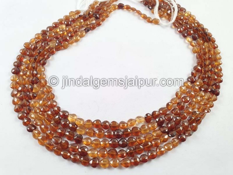 Spessartite Shaded Faceted Heart Beads