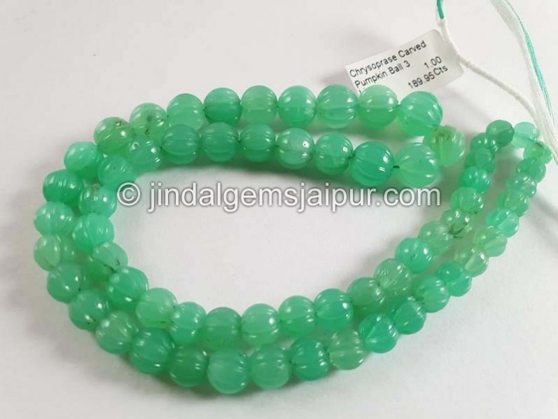 Chrysoprase Carved Pumpkin Balls Beads