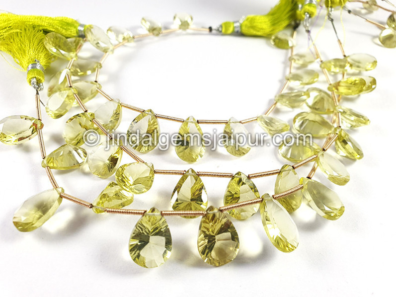 Lemon Quartz Concave Cut Pear Shape Beads