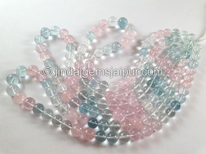 Multi Aquamarine Smooth Balls Beads