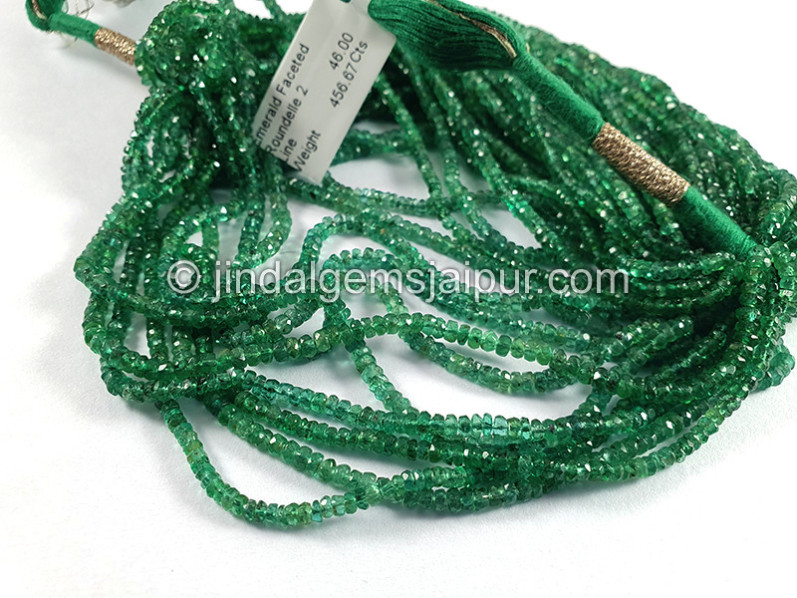 Emerald Faceted Roundelle Shape Beads