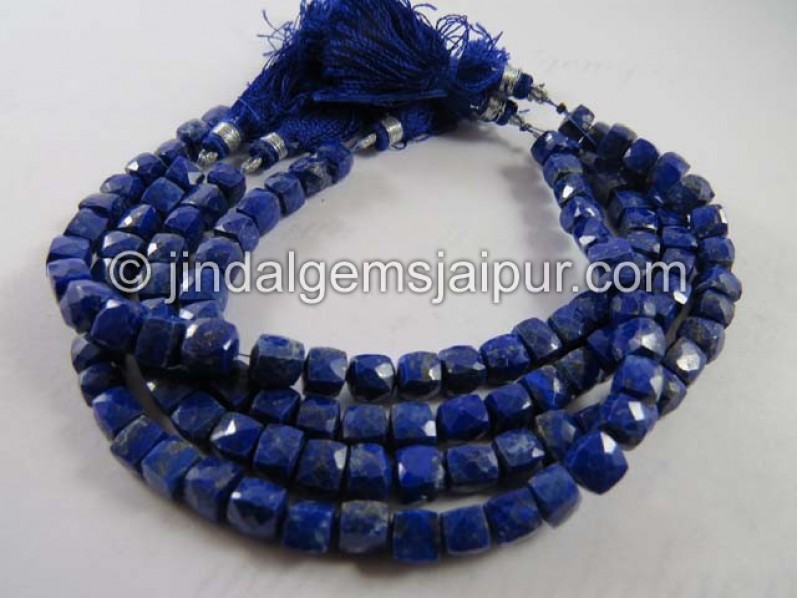 Lapis Faceted Cube Shape Beads