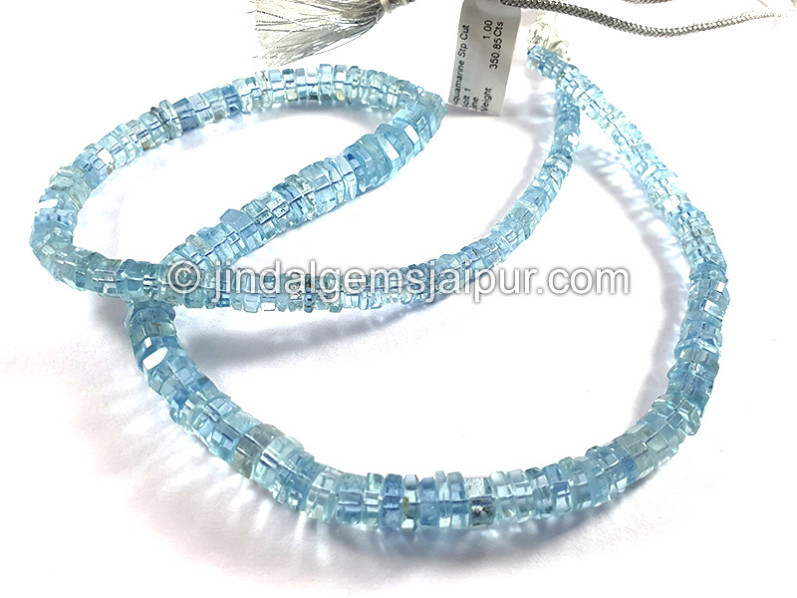 Aquamarine Step Cut Bolt Shape Beads