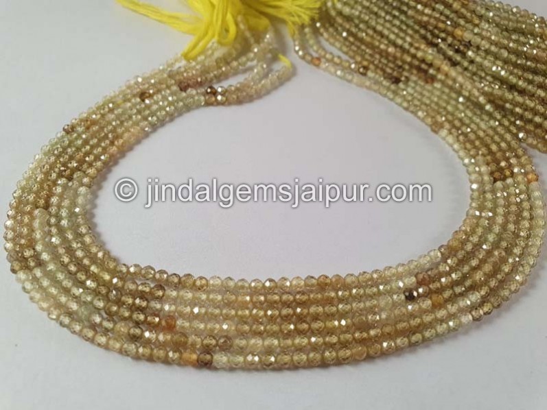 Natural Yellow Zircon Shaded Faceted Round Beads