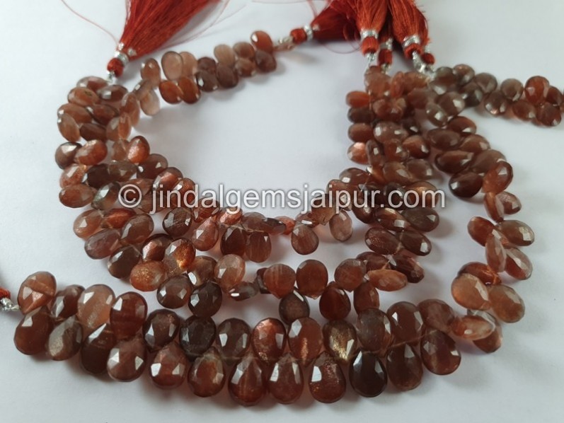 Chocolate Feldspar Faceted Pear Beads