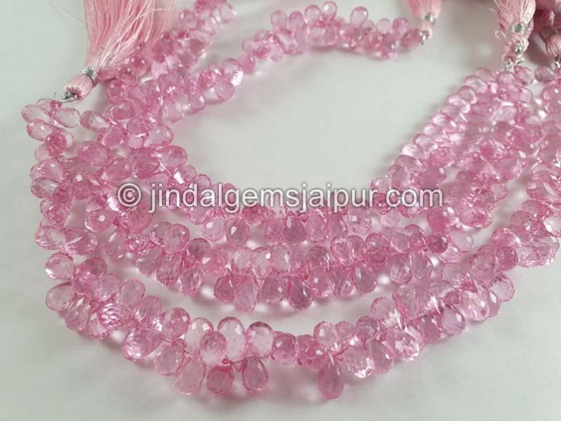 Pink Topaz Faceted Drops Beads