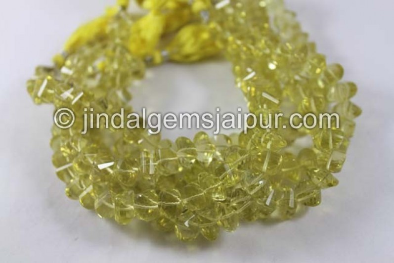 Lemon Quartz Twisted Roundelle Shape Beads