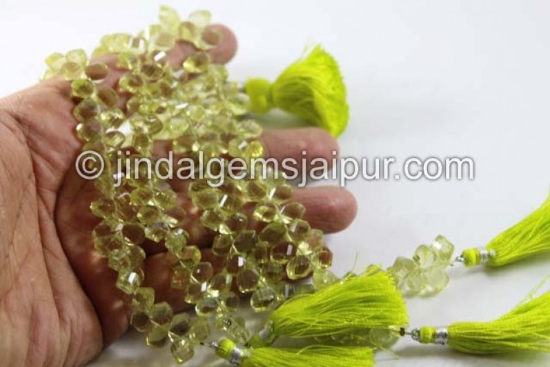 Lemon Quartz Twisted Drops Shape Beads