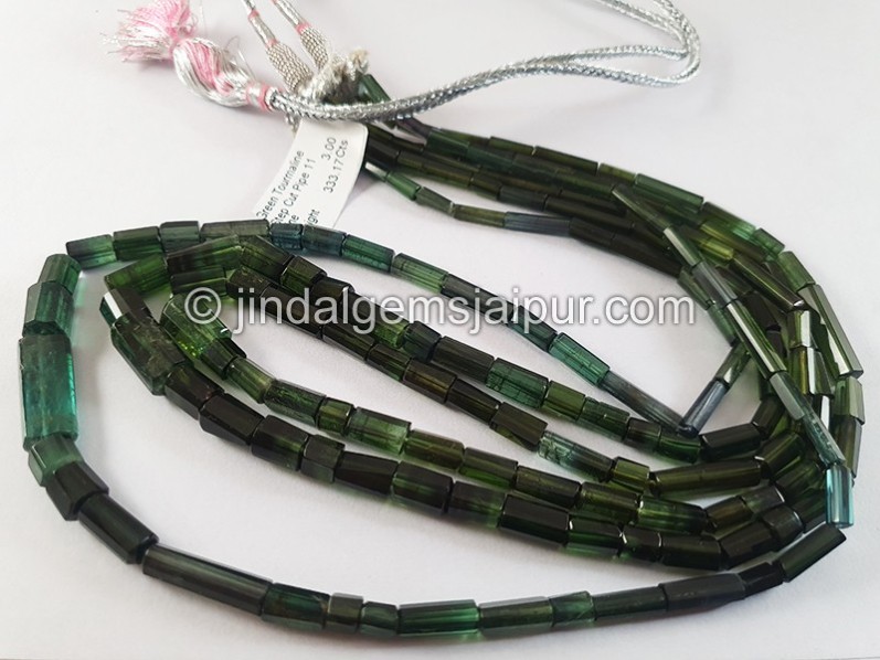 Green Tourmaline Step Cut Pipe Shape Beads