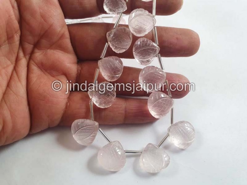 Rose Quartz Big Carved Crown Heart Beads