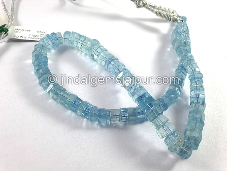 Aquamarine Step Cut Bolt Shape Beads