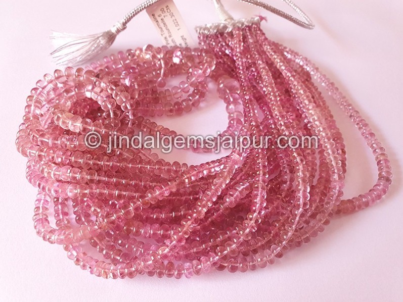 Baby Pink Tourmaline Smooth Roundelle Shape Beads